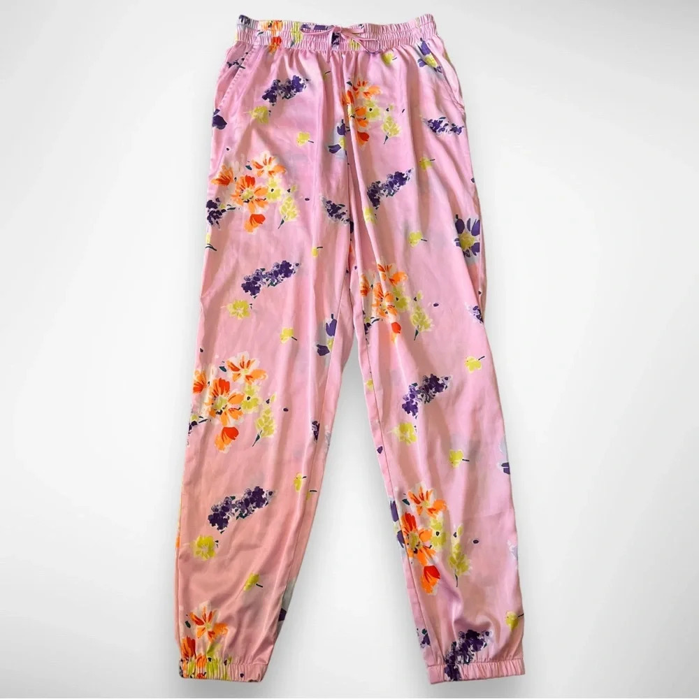 SAVAGE X FENTY Women's Pink Satin Floral Pajama Pants Size XS | EUC